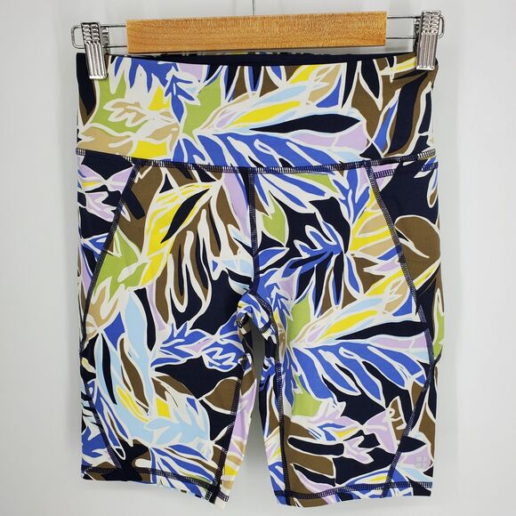 Sweaty Betty Pants - New Sweaty Betty Power 9" Bike Shorts High Waist Green Paper Leaf Print Size XS
